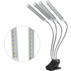 New 96W LED Grow Lamp LCD Display 4 Head 360° Justerbar Sølv Plant Grow Light til drivhus 100‑240VUK stik Kit Til Plante- & Urtedyrkning