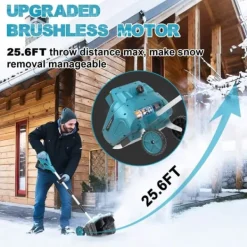 Sale 3500W 320mm 18V børsteløs elektrisk sneslynge – ledningsfri snebørste og sneskovl til indkørsel, gård, gade og fortov – med 2 batterier Snerydning