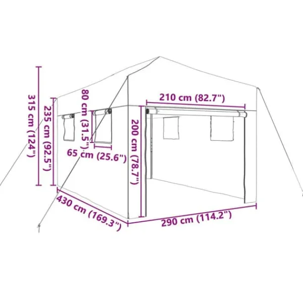 Drivhus^Walk-in drivhus med stålramme - Industrielt design | Størrelse: 290x430x315 cm | Farve: Grøn
