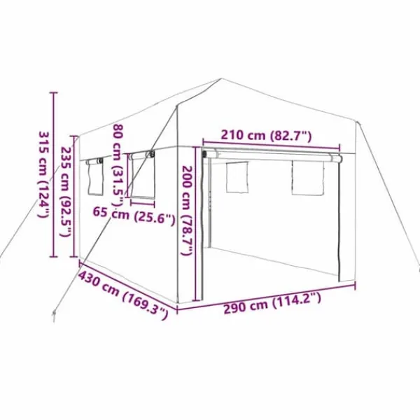 Drivhus^Walk-in drivhus med stålramme - Industrielt design | Størrelse: 290x430x315 cm | Farve: Grøn
