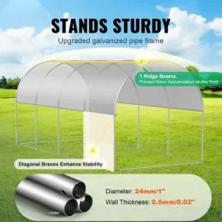 Drivhus^Walk-in Tunnel Drivhus 14,6x6,36x6,3ft, Galvaniseret ramme, PE Cover, Hvid, holdbarhed, vejrbestandig