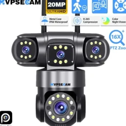 New WiFi Overvågningskamera, 20MP Opløsning, Fuld Farve Nattesyn,EU Stik, 1Pcs Wifi PTZ Kamera Sikkerhedsmonitorer & Videokameraer