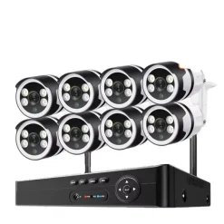 Clearance WiFi Overvågningskamera System, 3MP/5MP Opløsning, Nattesyn,8CH 8 Kamera 3MP, 3T Indbygget HDD Sikkerhedsmonitorer & Videokameraer