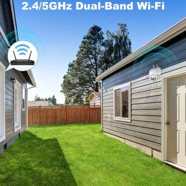 WiFi Sikkerhedskamera, 4MP Opløsning, Dual Band 2.4/5GHz, Digital Zoom 4X, PoE og DC Strømforsyning, Menneske- og Køretøjsdetektion Sikkerhedsmonitorer & Videokameraer