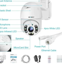 WiFi Sikkerhedskamera, 4MP Opløsning, Dual Band 2.4/5GHz, Digital Zoom 4X, PoE og DC Strømforsyning, Menneske- og Køretøjsdetektion Sikkerhedsmonitorer & Videokameraer