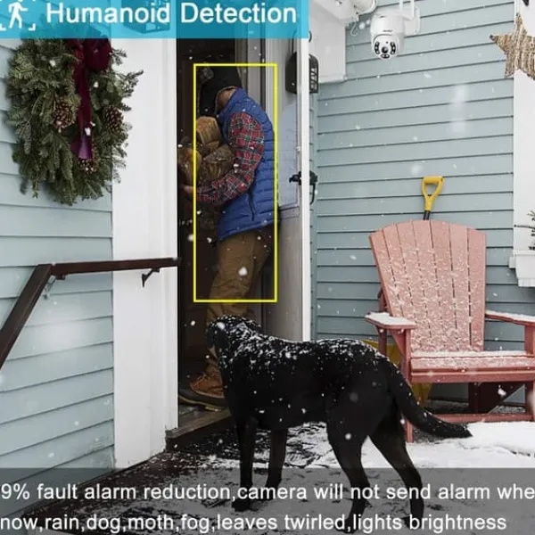 WiFi Sikkerhedskamera, 4MP Opløsning, Dual Band 2.4/5GHz, Digital Zoom 4X, PoE og DC Strømforsyning, Menneske- og Køretøjsdetektion Sikkerhedsmonitorer & Videokameraer