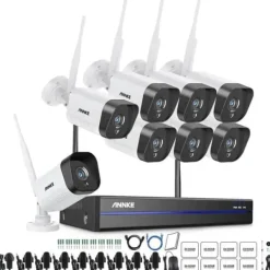 WiFi-sikkerhedskamerasystem, 5 MP NVR, AI menneskelig detektion, 8 kameraer, indbygget harddisk, ingen Sikkerhedsmonitorer & Videokameraer