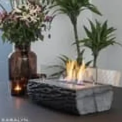 Pejse^Woody bio-ethanol bordovn - humør pejs - Indendørs & Udendørs - Træ look - 2 KW varme