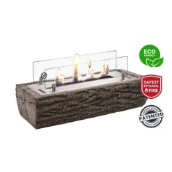 Pejse^Woody bio-ethanol bordovn - humør pejs - Indendørs & Udendørs - Træ look - 2 KW varme
