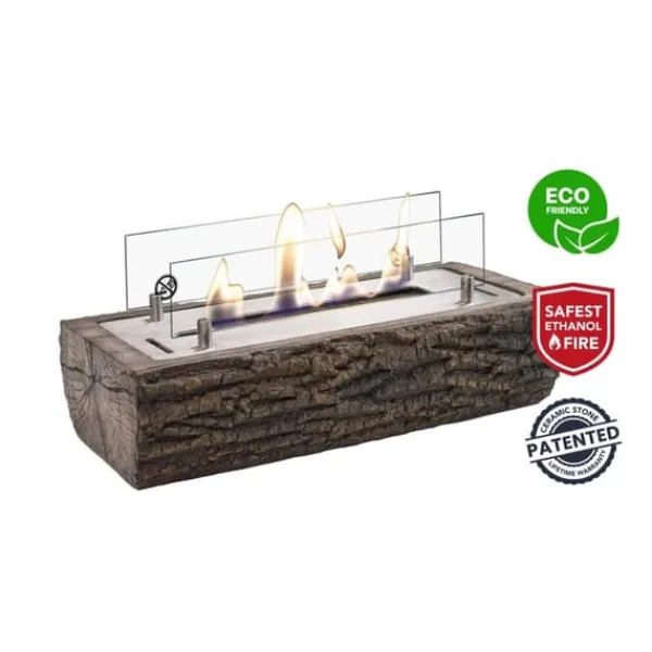 Pejse^Woody bio-ethanol bordovn - humør pejs - Indendørs & Udendørs - Træ look - 2 KW varme