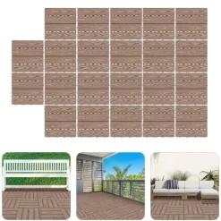 Hot WPC terrassefliser - Kliksystem - 22-pak - 30×30 cm - 20 mm Tykkelse - Præget træstruktur - Bæreevne 500 kg - Mørk khaki Havedekorationer