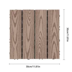 Hot WPC terrassefliser - Kliksystem - 22-pak - 30×30 cm - 20 mm Tykkelse - Præget træstruktur - Bæreevne 500 kg - Mørk khaki Havedekorationer