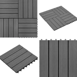 Havedekorationer^WPC-fliser 30 x 30 cm 11 stk. 1 m2 grå - Terrasseflise - Terrassefliser - Home & Living
