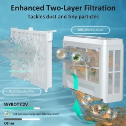 Pool- & Spatilbehør^WYBOT C2 Vision Robotic Pool Cleaner - Smart Vision Navigation - 180 min driftstid - 8 rengøringstilstande - Til pools op til 180㎡