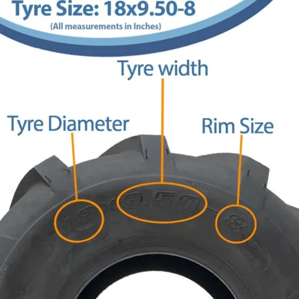 Sale 18x9.50-8 Dæk til industrianlæg med åben midte, spalte, rotovator og fælg - sæt med 2 stk. Havemaskiner