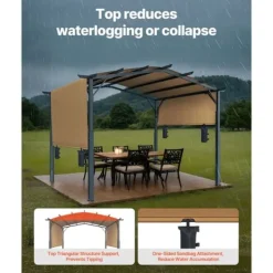 Buer, Spalier, Lysthuse Uden Tag^10x12 fod Udendørs Udtrækkelig Pergola, Buet Top Metalpergola, med Baldakin