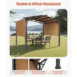Buer, Spalier, Lysthuse Uden Tag^10x10 fod Udtrækkelig Pergola, Udendørs Buet Top Metal Pergola, med Baldakin