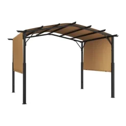 Buer, Spalier, Lysthuse Uden Tag^10x10 fod Udtrækkelig Pergola, Udendørs Buet Top Metal Pergola, med Baldakin