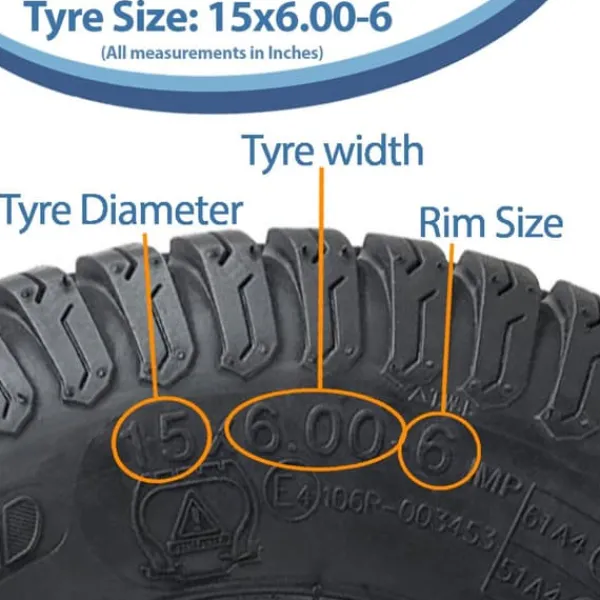 Discount 15x6.00-6 Grass Plæneklipperhjul 4-lags P332-dæk på fælg 25 mm lejer (sæt med 2) Havemaskiner
