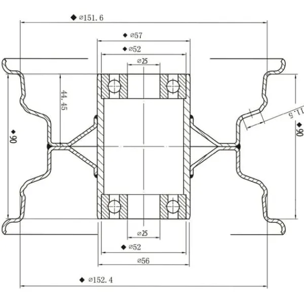 Discount 15x6.00-6 Grass Plæneklipperhjul 4-lags P332-dæk på fælg 25 mm lejer (sæt med 2) Havemaskiner