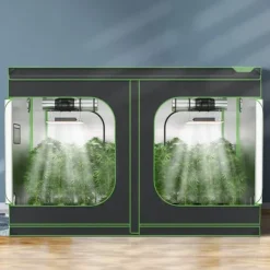 Best 10x10 hydroponisk voksetelt, 120'' x 120'' x 80'', højreflekterende 600D Mylar med vindue, værktøjstaske og gulvbakke til indendørs planter. Drivhus