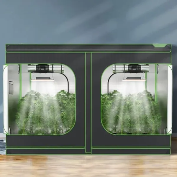 Best 10x10 hydroponisk voksetelt, 120'' x 120'' x 80'', højreflekterende 600D Mylar med vindue, værktøjstaske og gulvbakke til indendørs planter. Drivhus