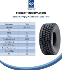 Discount 22x9.50-10 4-lags græsdæk til John Deere Gator, Turf, plænedæk, Utility P532 Havemaskiner