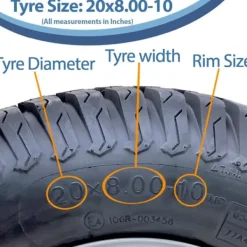 Havemaskiner^20x8.00-10 Plæneklipperhjul med 4 knopper Turf Wanda 100 mm PCD Road Legal (sæt med 2)