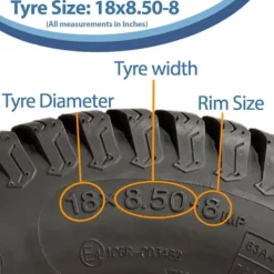 New 18x8.50-8 4ply Multi turf græsdæk på 100 mm pcd-fælg med fire knopper - sæt med 2 -. Havemaskiner