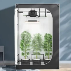 New 2x4 vækstshelter, 48'' x 24'' x 72'', højreflekterende 2000D Mylar med vindue, værktøjstaske og gulvbakke til indendørs planter. Drivhus