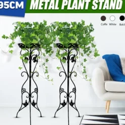 Outlet 2X 95x32cm Metal Høj Plantestand Urtepotteholder Have Patio Hjem Indendørs Udendørs Hvid Plantestativer