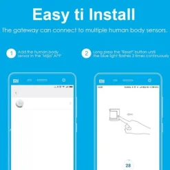 Bevægelsesdetektorer^XiaoMi Smart Home Menneskekropssensor Trådløs forbindelse 7m registreringsafstand