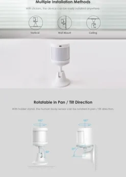 Bevægelsesdetektorer^XiaoMi Smart Home Menneskekropssensor Trådløs forbindelse 7m registreringsafstand