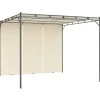 3x3m Havepavillon med gardin - Holdbar stålkonstruktion | Farve: Creme | Størrelse: 3x3x2,25 m Buer, Spalier, Lysthuse Uden Tag