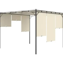 3x3m Havepavillon med gardin - Holdbar stålkonstruktion | Farve: Creme | Størrelse: 3x3x2,25 m Buer, Spalier, Lysthuse Uden Tag