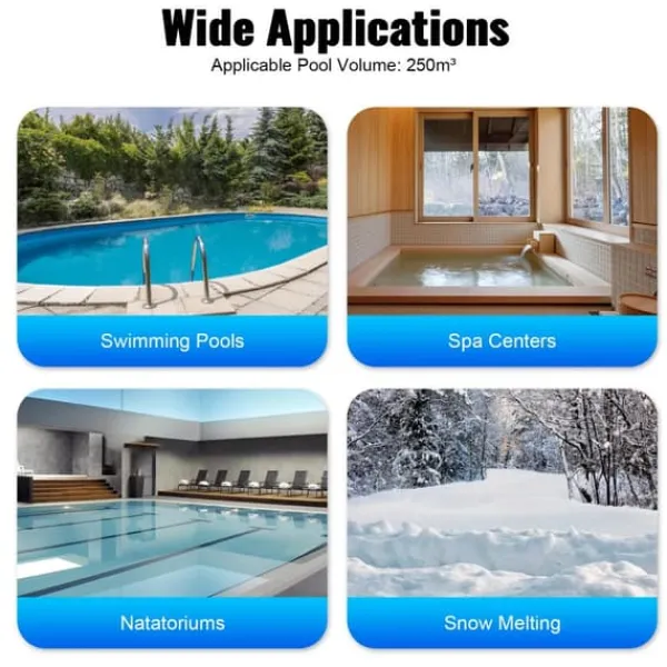 Pool- & Spatilbehør^YIYIBYUS, Pool-varmeveksler, rustfrit stål, sølvfarvet, til pool, spa & boblebad, hurtig opvarmning