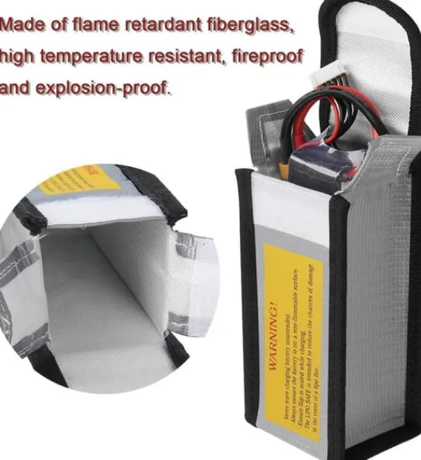 Beredskabsplaner^Yunique - Sikkerhedsetui til lipobatterier, 1 pc, flammehæmmende og anti-eksplosionsmateriale, dimensioner 125x64x50 mm - beskyttelsesetui til RC