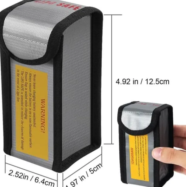Beredskabsplaner^Yunique - Sikkerhedsetui til lipobatterier, 1 pc, flammehæmmende og anti-eksplosionsmateriale, dimensioner 125x64x50 mm - beskyttelsesetui til RC