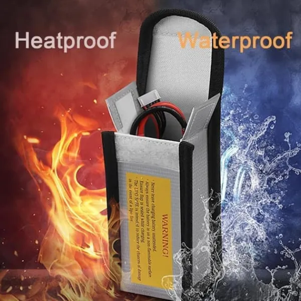 Beredskabsplaner^Yunique - Sikkerhedsetui til lipobatterier, 1 pc, flammehæmmende og anti-eksplosionsmateriale, dimensioner 125x64x50 mm - beskyttelsesetui til RC
